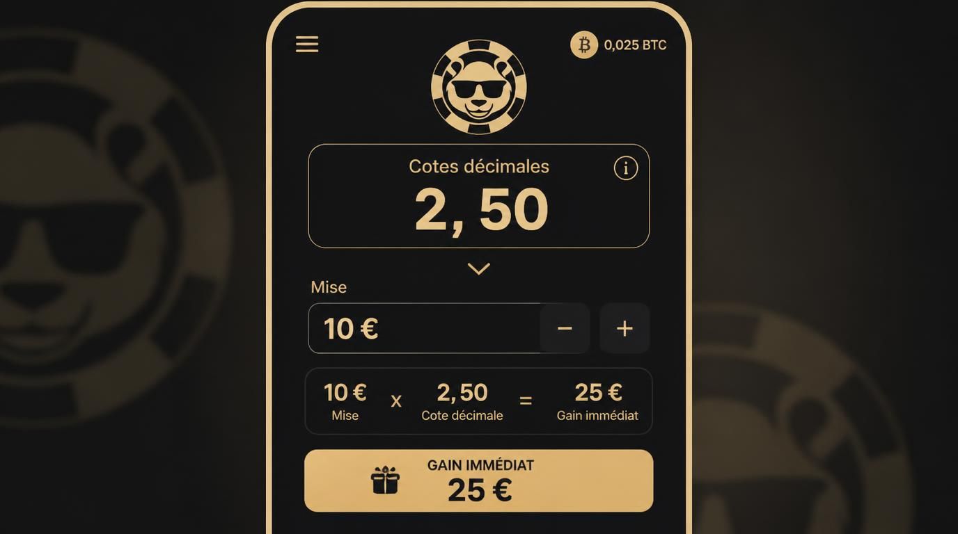 Image montrant calcul de gain avec cote décimale et ambiance crypto