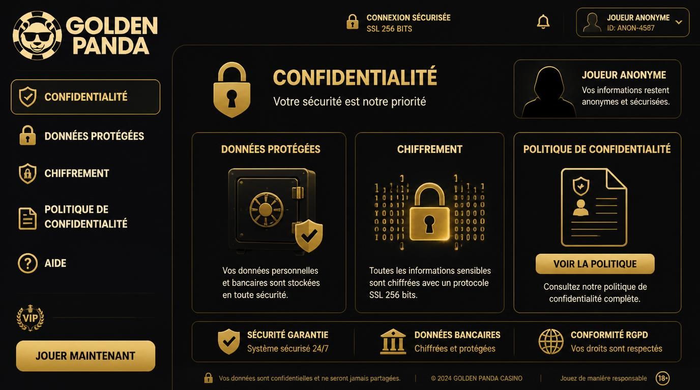 Image symbolisant la sécurité et la protection des données personnelles chez GoldenPanda Casino