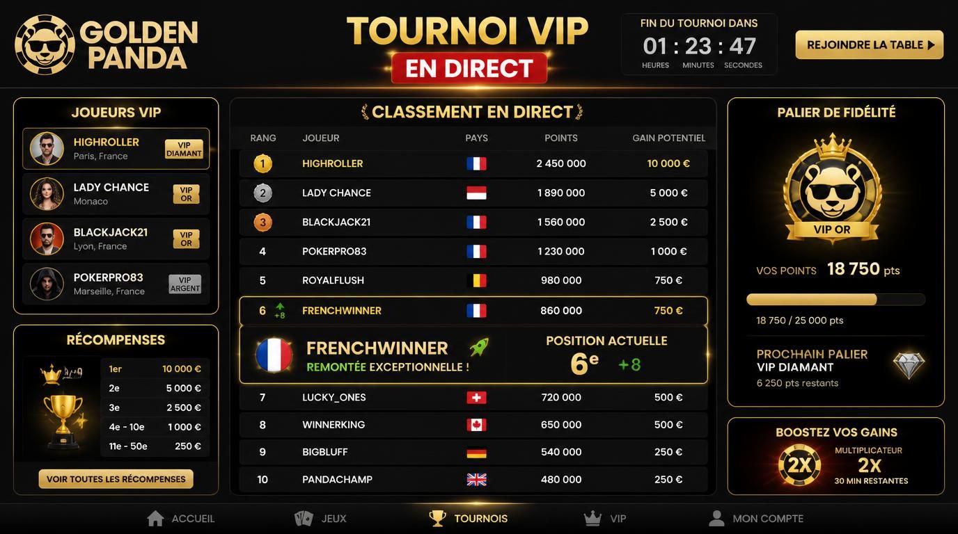 Tableau de classement VIP, badges, trophée
