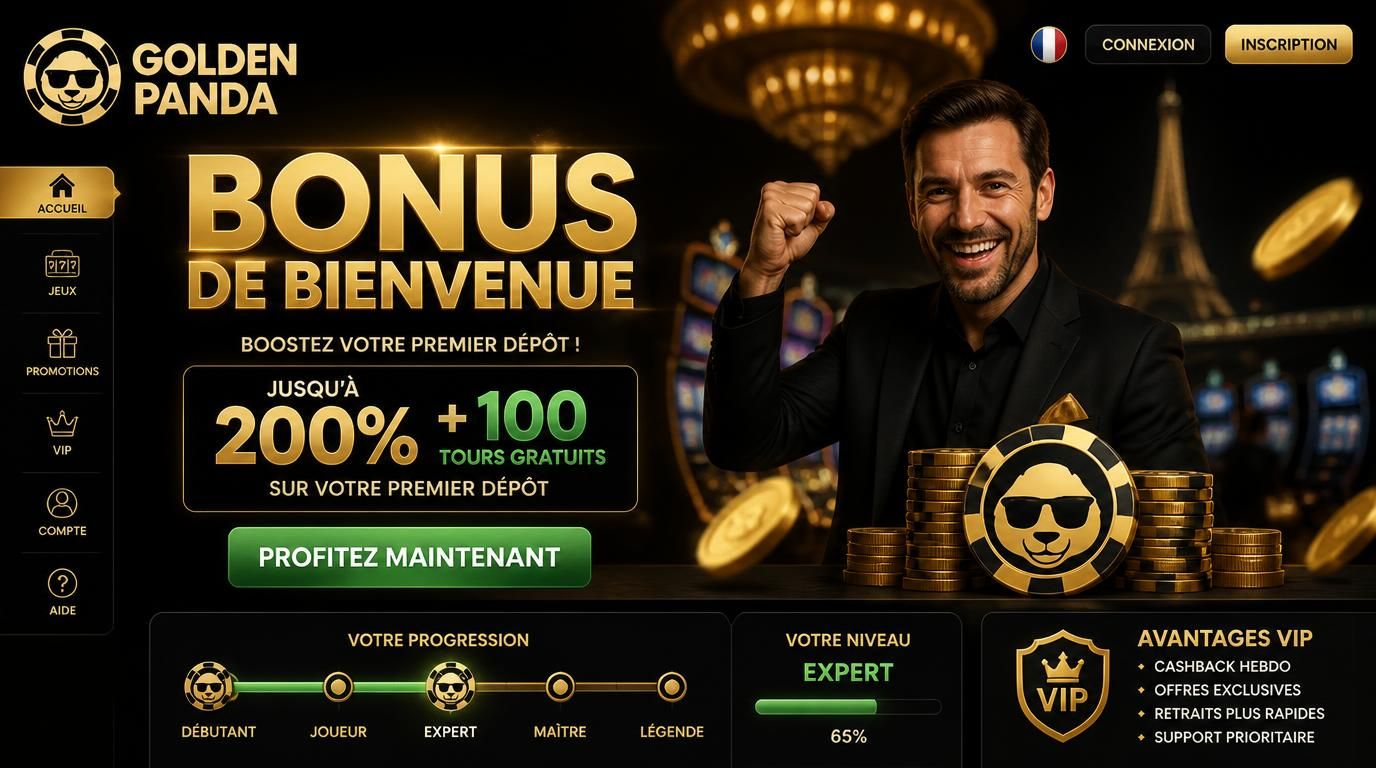 Bannière bonus, progression visible, joueur motivé